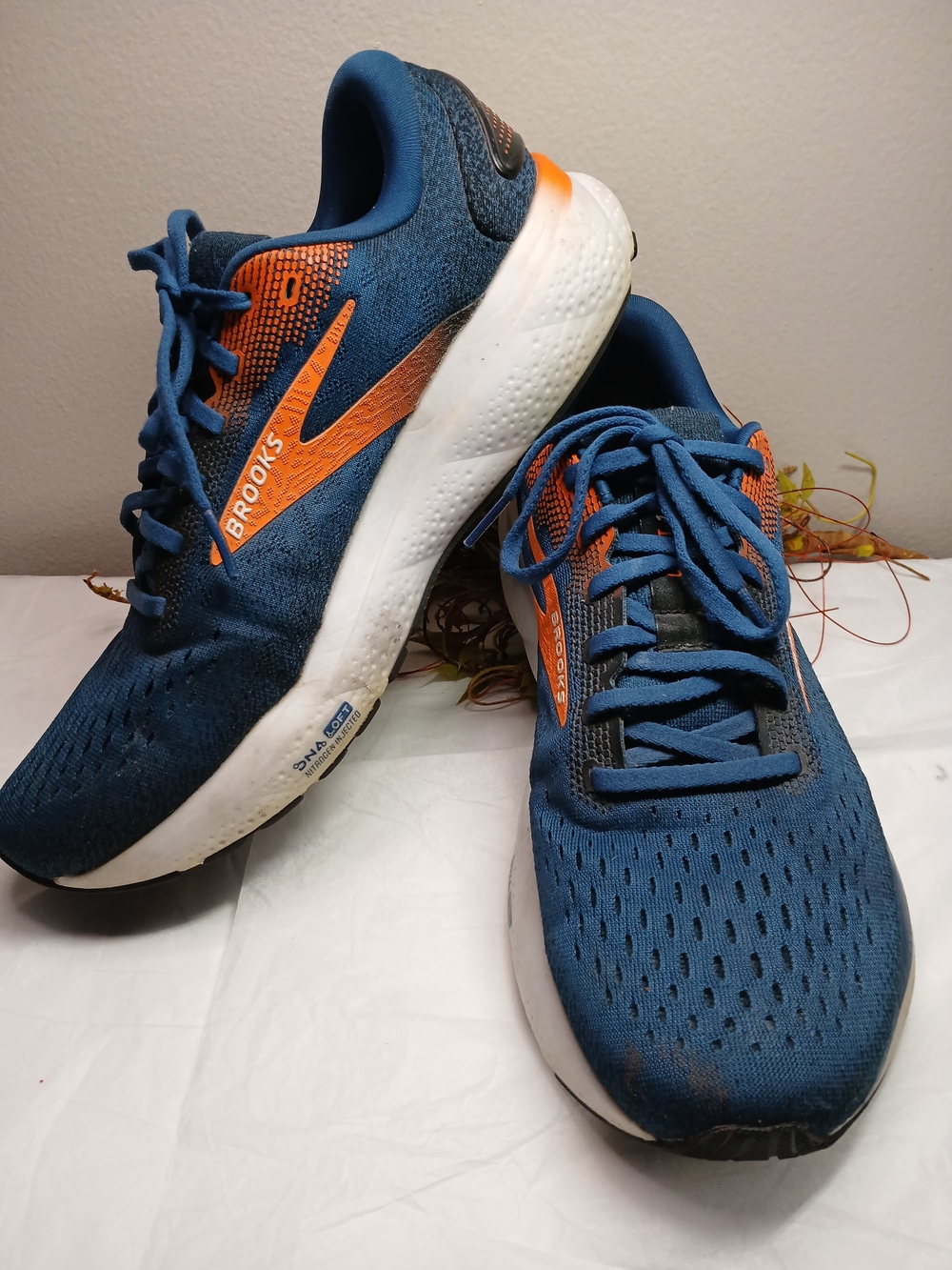 Brooks Men’s Navy Blue Running Shoes with Orange Accents
